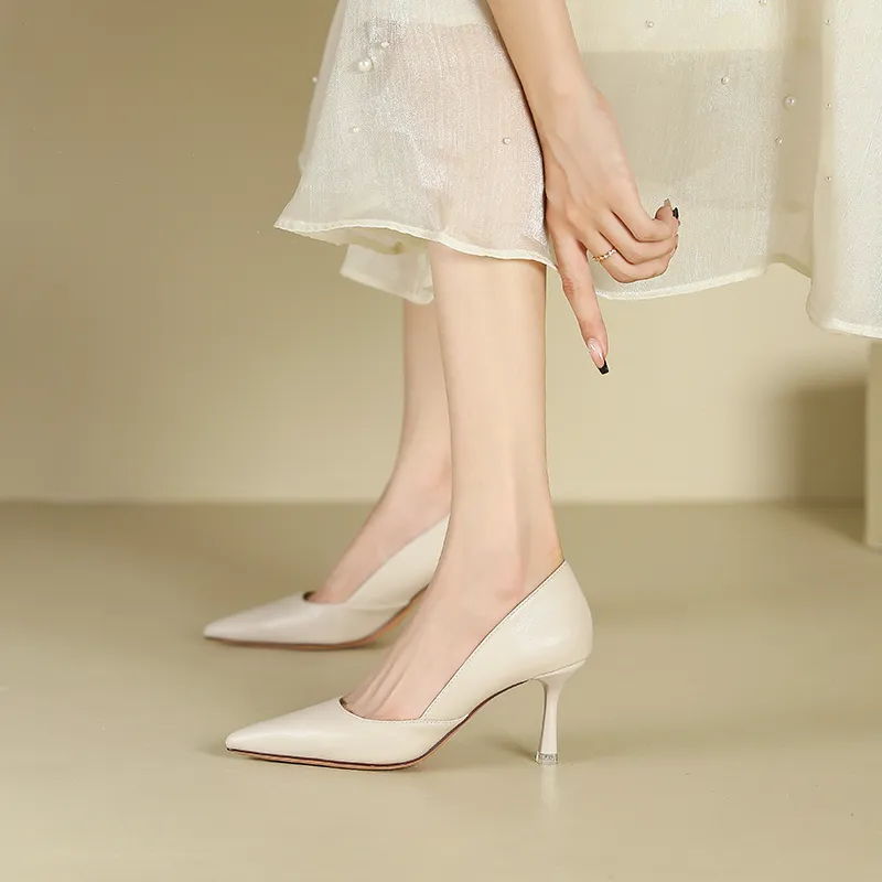 Lan Miao High Heels Women's Ecru/Black/Nude-2