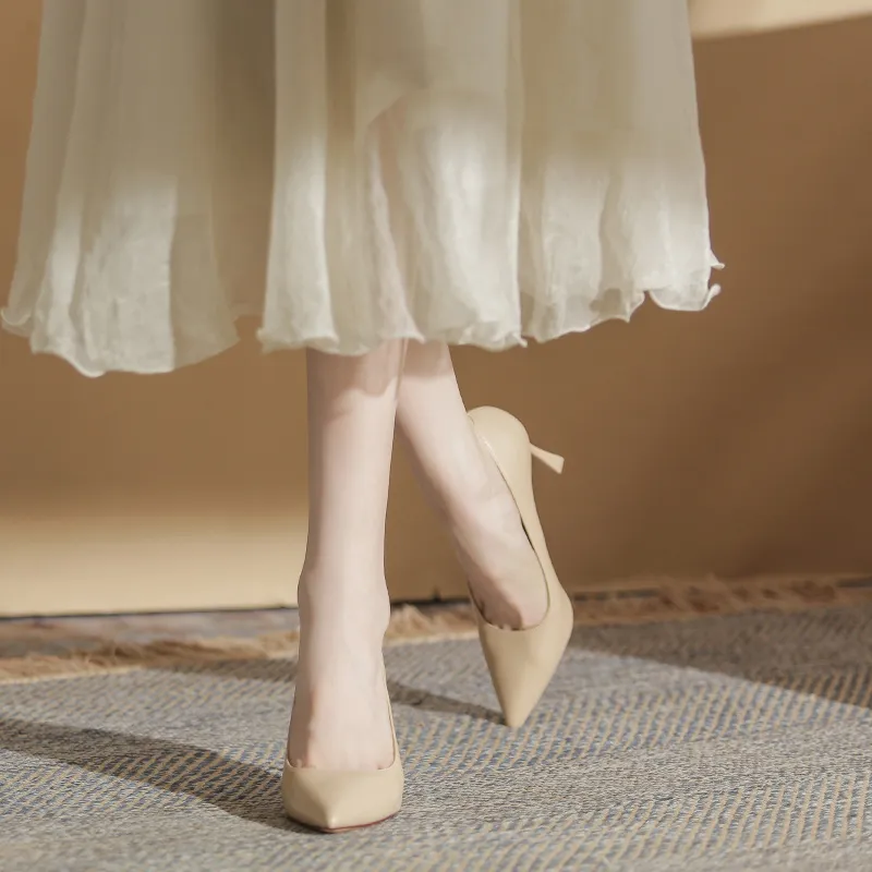 Lan Miao Slim Heel High Heels Women's Nude-3