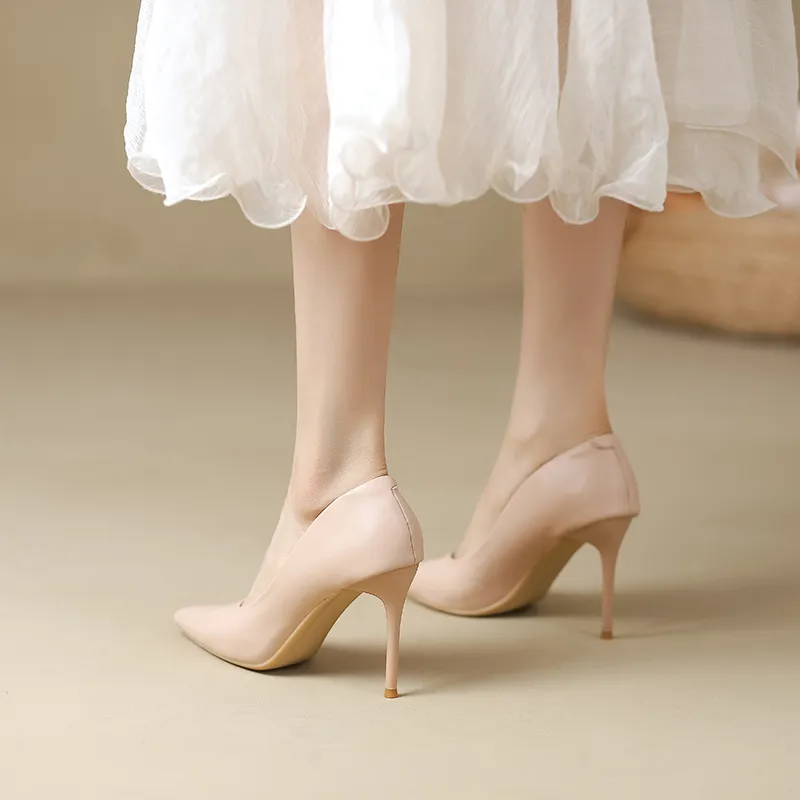 Lan Miao Slim Heel High Heels Women's Nude-6