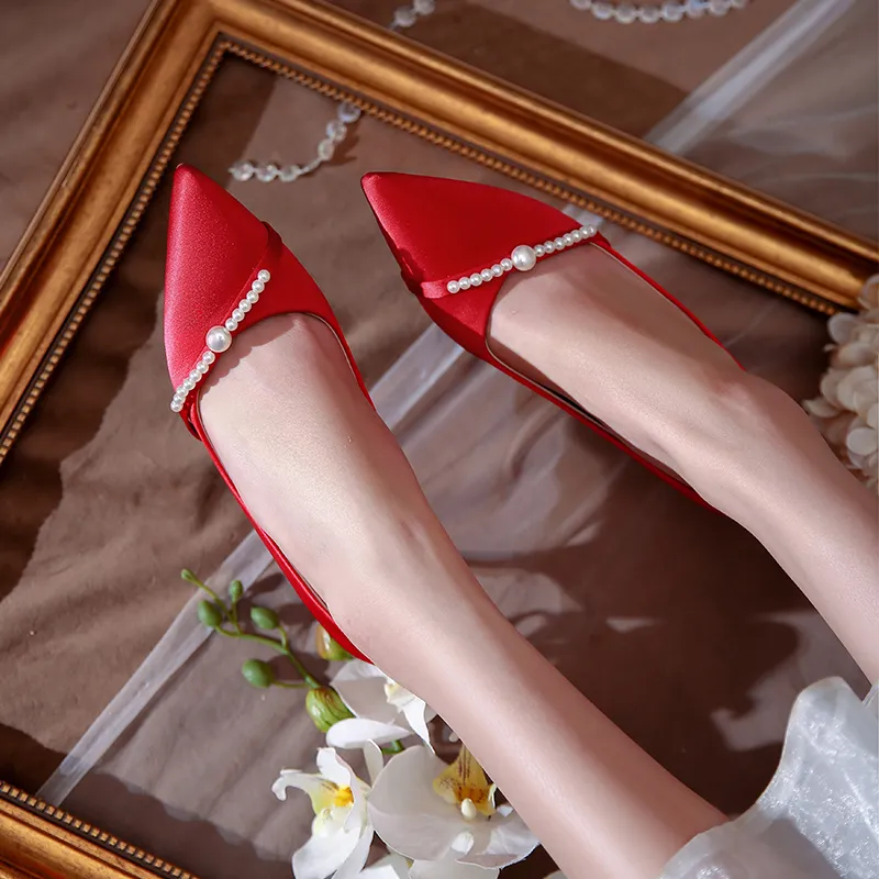 Lan Miao Slim Heel High Heels 6.5CM Women's Red-1