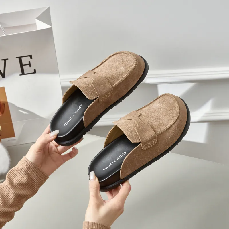 Lan Miao Slip Resistant Closed Toe Slippers Women's Camel-3