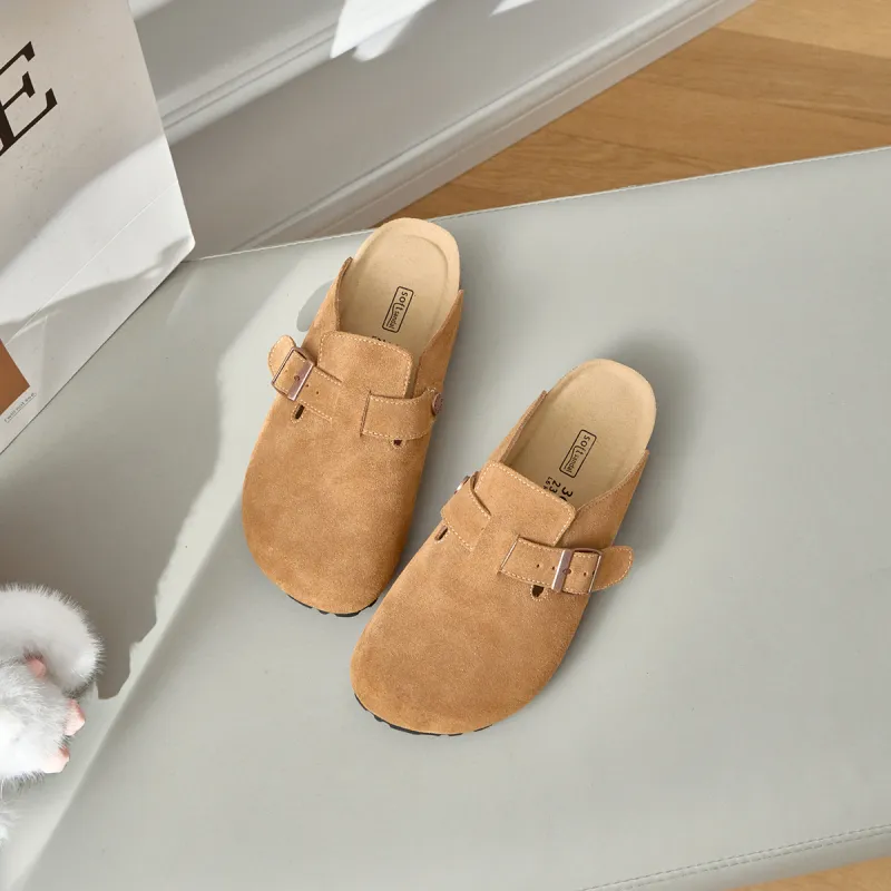 Lan Miao Rubber Sole Slip Resistant Closed Toe Slippers Women's Light Chestnut-1