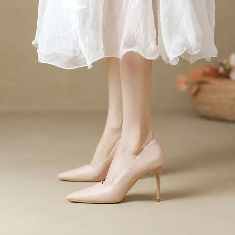 Lan Miao Slim Heel High Heels Women's Nude-1