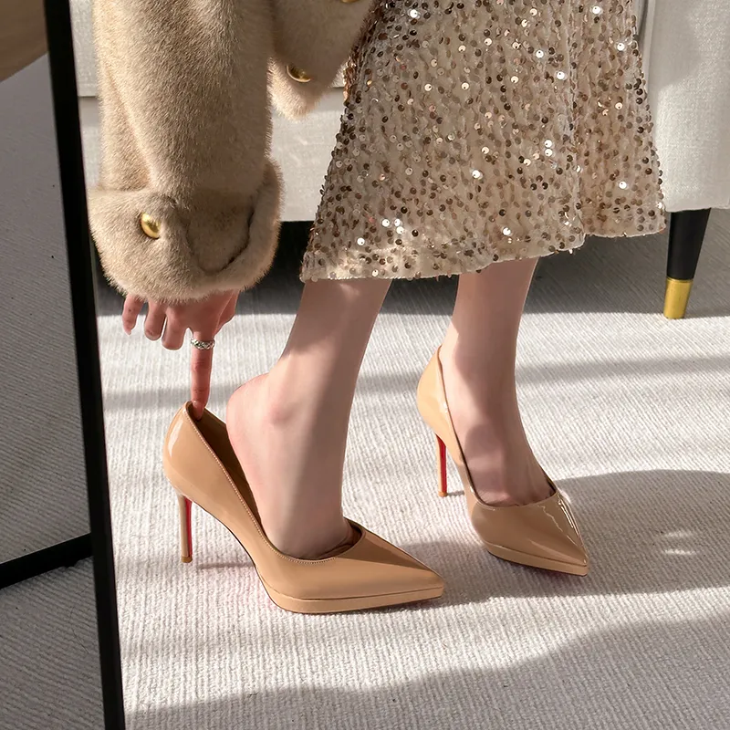 Lan Miao Slim Heel High Heels Women's Nude-2