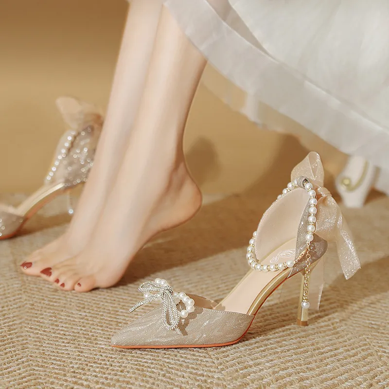 Lan Miao Slim Heel High Heels 6.5CM Women's Gold-2