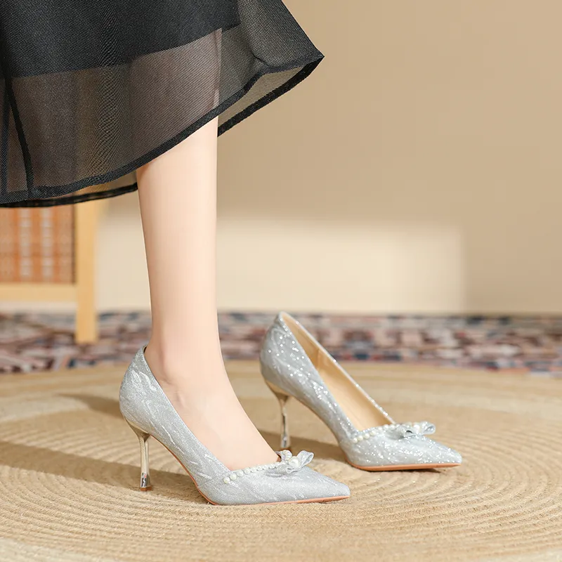Lan Miao High Heels Women's Champagne/Silver-11