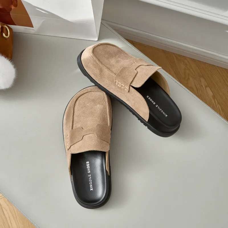 Lan Miao Slip Resistant Closed Toe Slippers Women's Camel-6