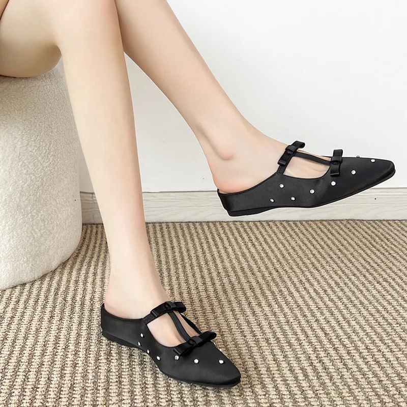 Lan Miao Rubber Sole Slip Resistant Closed Toe Slippers Women's Black-2