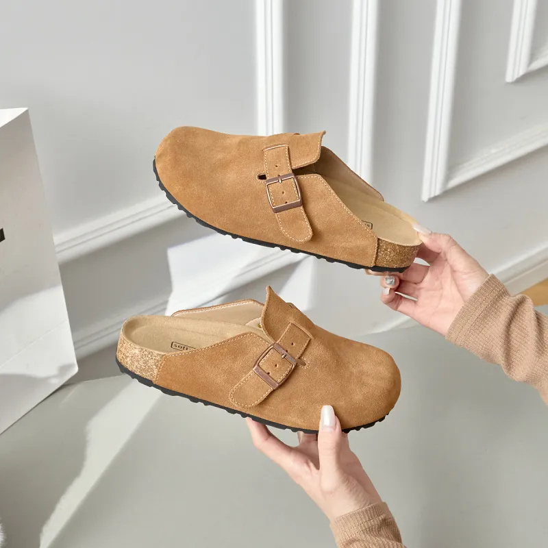 Lan Miao Rubber Sole Slip Resistant Closed Toe Slippers Women's Light Chestnut-2