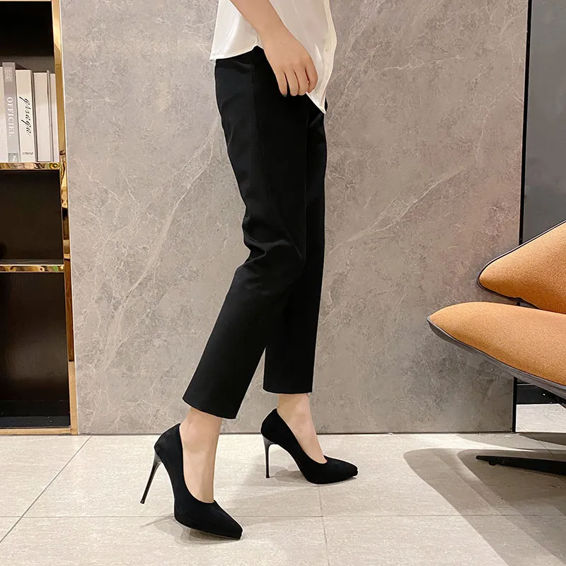 Lan Miao Slim Heel High Heels Women's Black-4