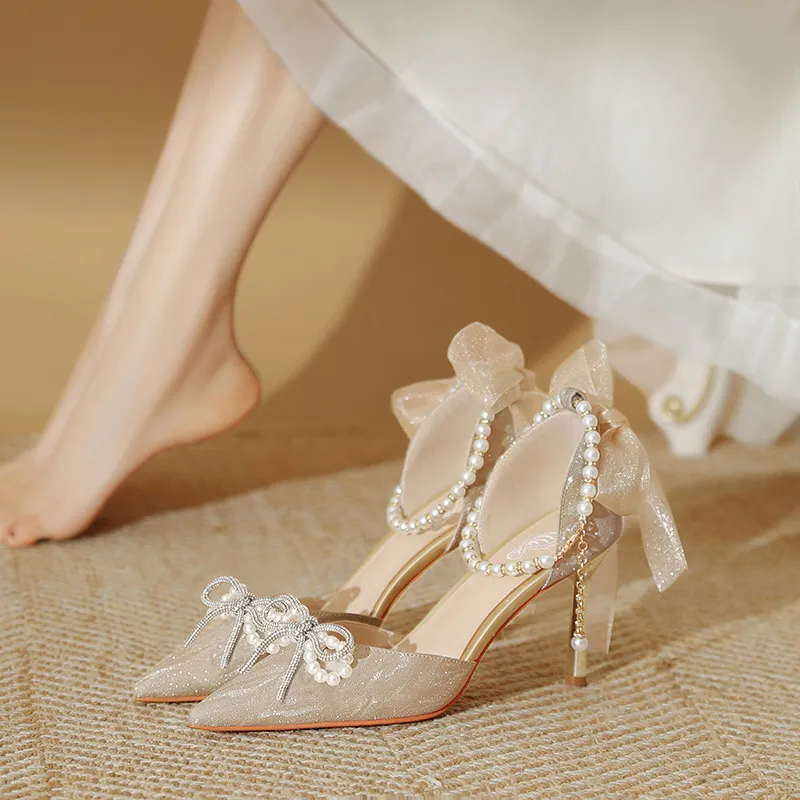 Lan Miao Slim Heel High Heels 6.5CM Women's Gold-3