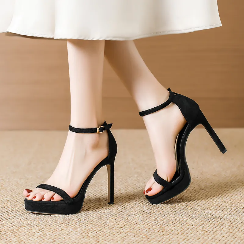 Lan Miao One Strap Sandals 11CM Women's Black-2