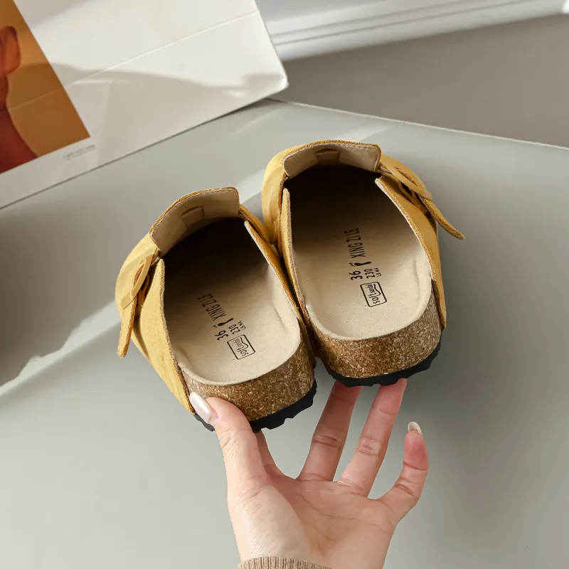 Lan Miao Rubber Sole Slip Resistant Closed Toe Slippers Women's Yellow-6