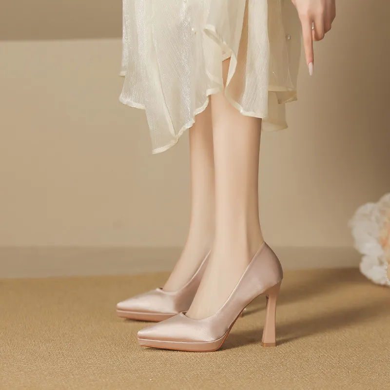 Lan Miao Slim Heel High Heels Women's Pink-4