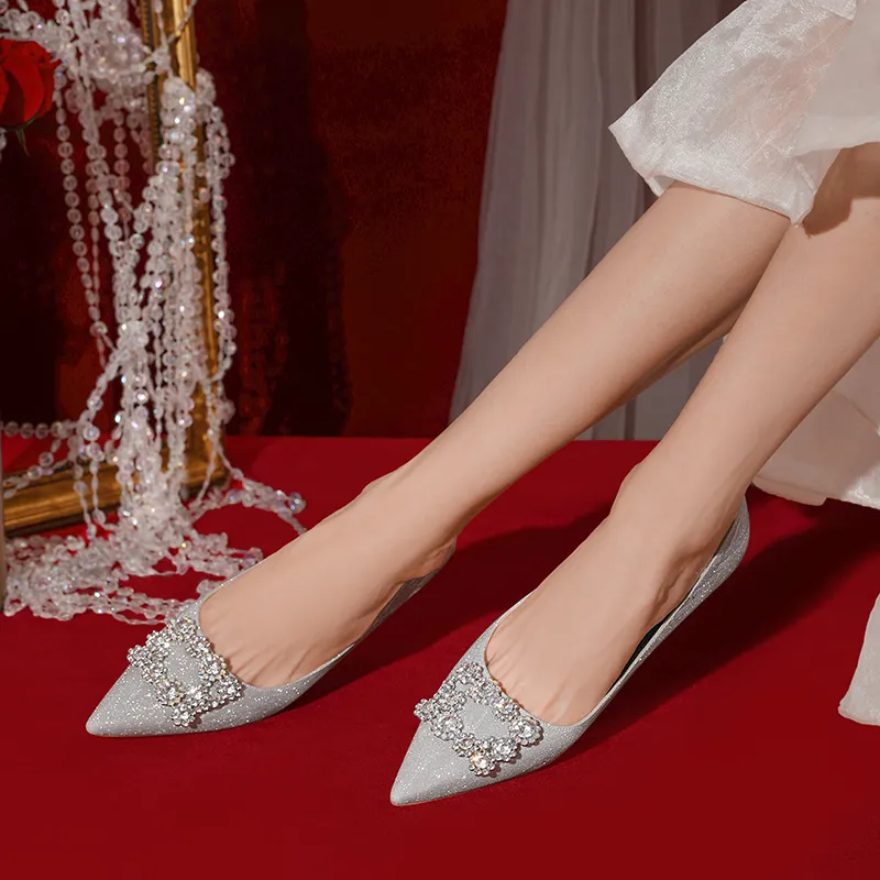 Lan Miao Slim Heel High Heels Women's Silver-4