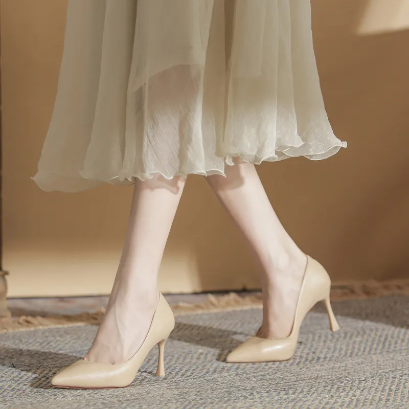 Lan Miao Slim Heel High Heels Women's Nude-4