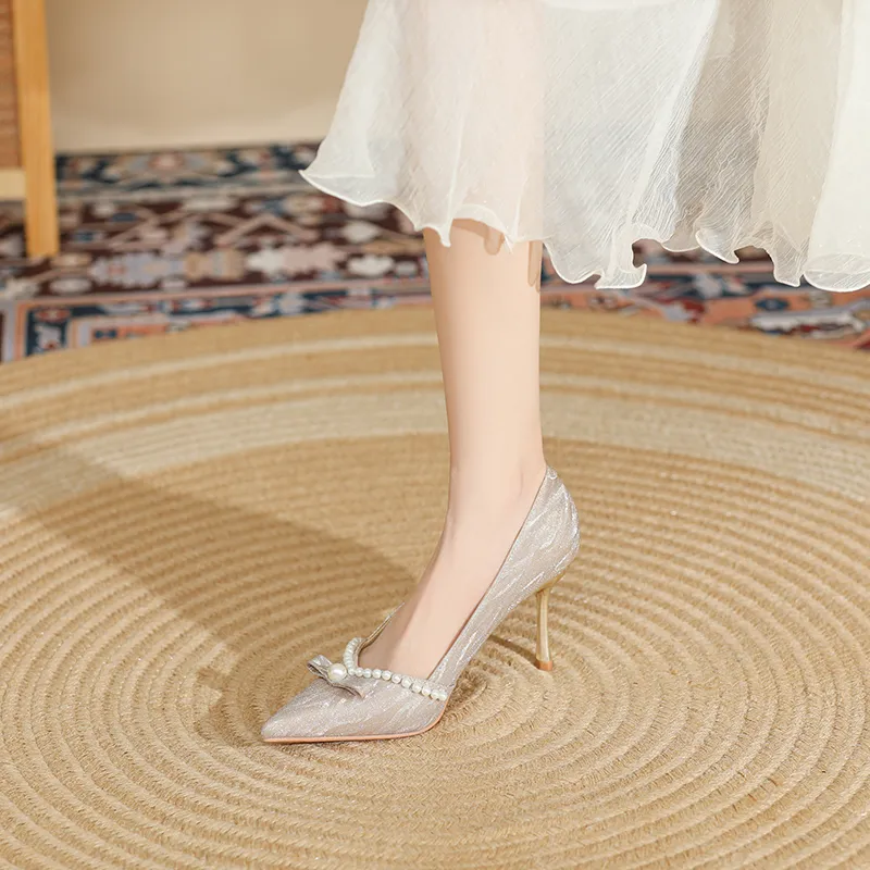Lan Miao High Heels Women's Champagne/Silver-1