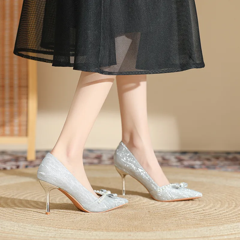 Lan Miao High Heels Women's Champagne/Silver-9