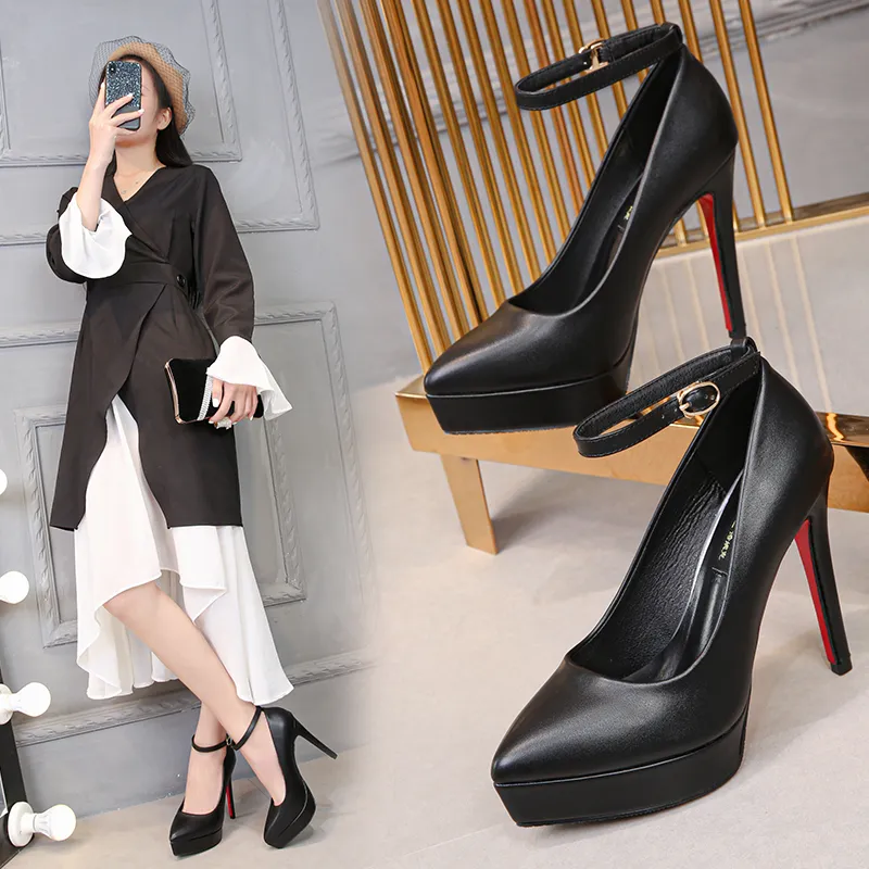 Lan Miao Slim Heel High Heels 12CM Women's Black-3