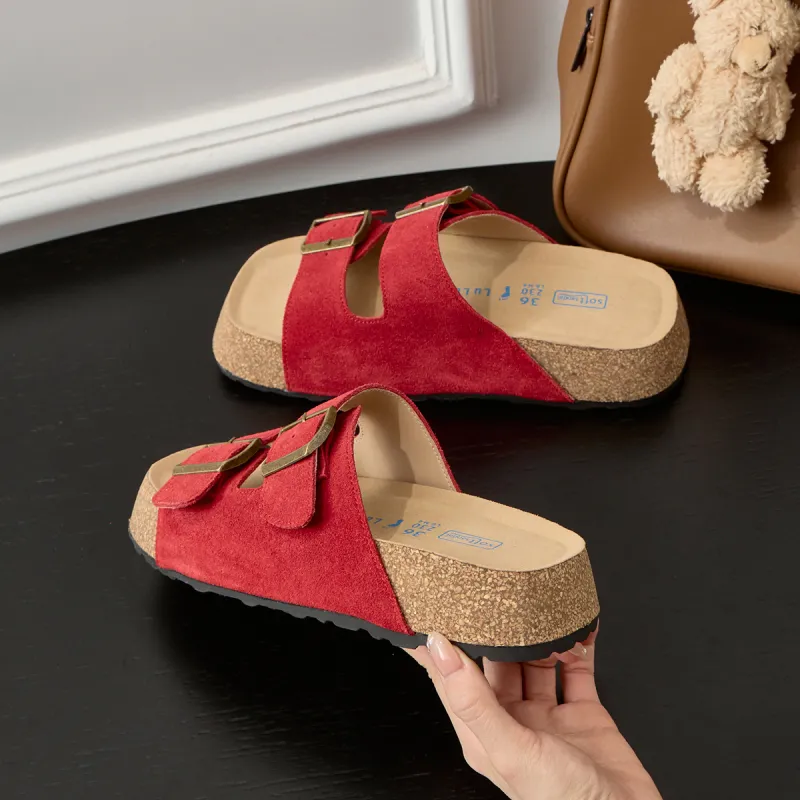 Lan Miao Slip Resistant Slide Slippers Women's Red-5