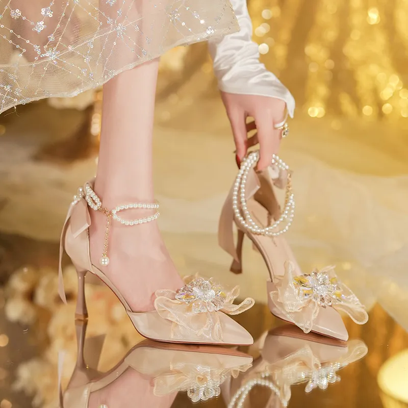Lan Miao Slim Heel High Heels Women's Nude-1