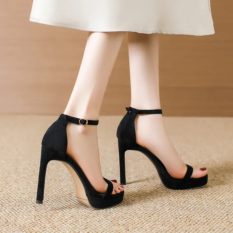 Lan Miao One Strap Sandals 11CM Women's Black-3