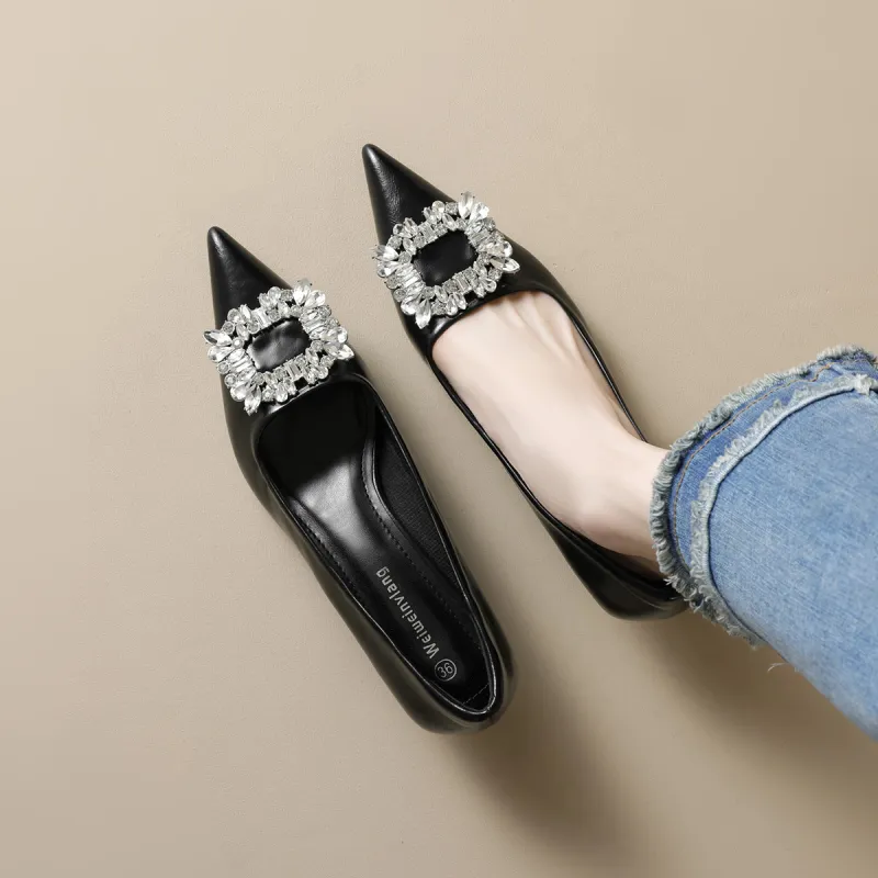 Lan Miao Casual Single Shoes 3.5CM Women's Black-4