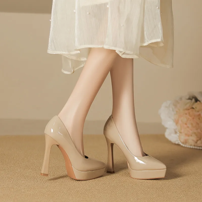 Lan Miao Slim Heel High Heels Women's Nude-4
