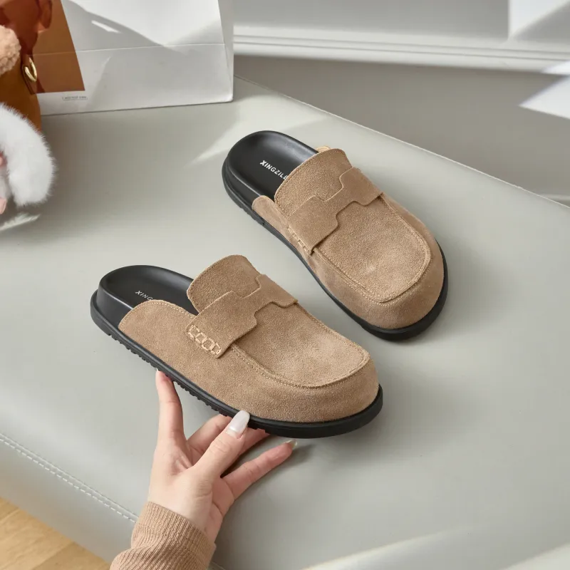 Lan Miao Slip Resistant Closed Toe Slippers Women's Camel-2