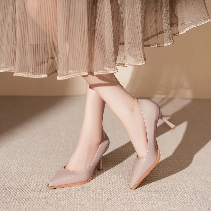 Lan Miao Slim Heel High Heels Women's Nude-3