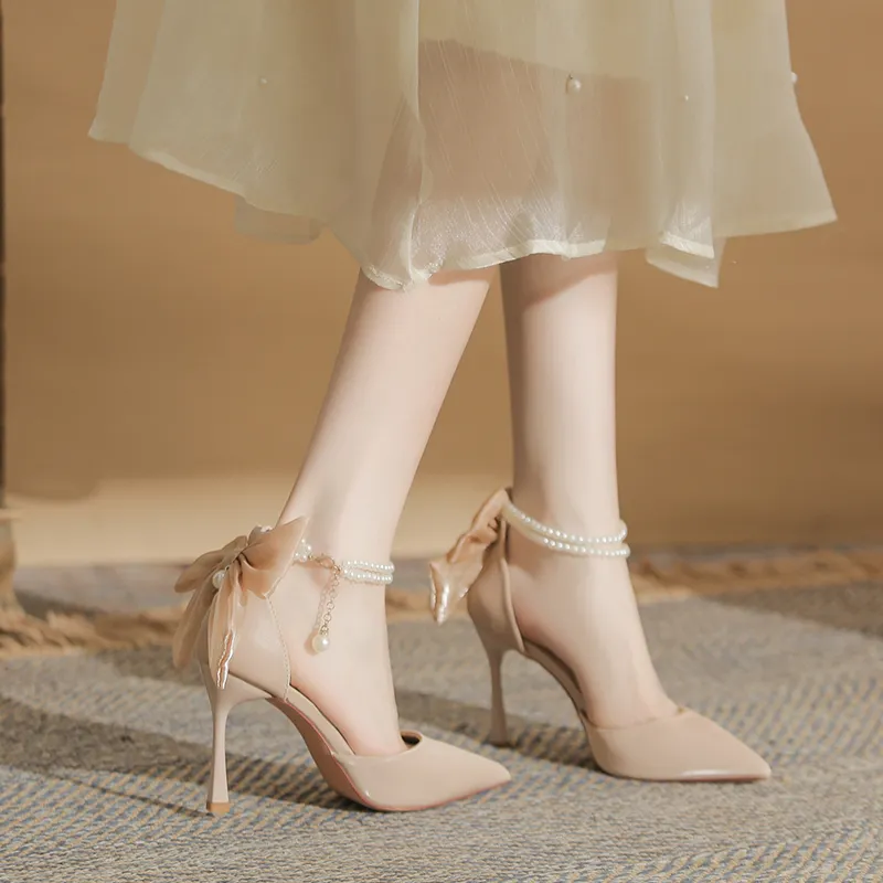 Lan Miao Slim Heel High Heels Women's Nude-1