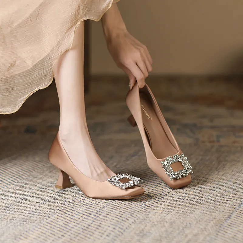 Lan Miao High Heels Women's Silver Gray/Dusty Pink/Black-11