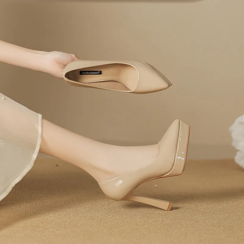 Lan Miao Slim Heel High Heels Women's Nude-1