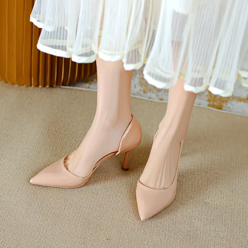 Lan Miao Slim Heel High Heels Women's Nude-3
