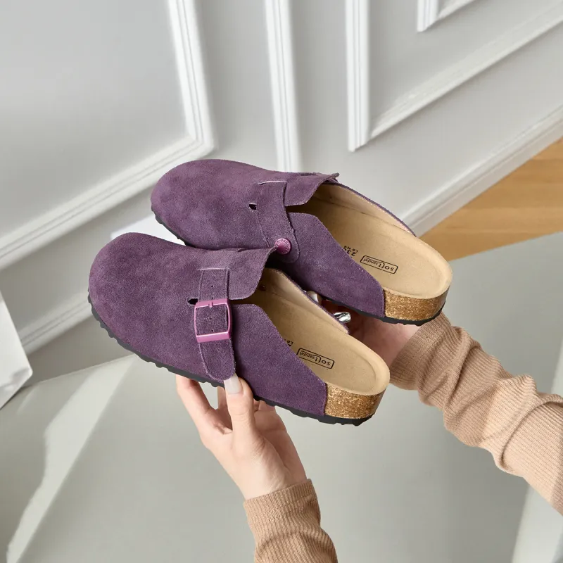 Lan Miao Rubber Sole Slip Resistant Closed Toe Slippers Women's Purple-4