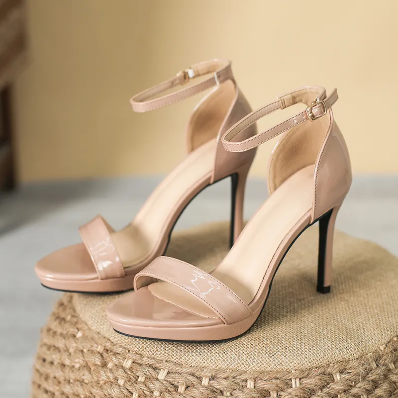Lan Miao One Strap Sandals 10cm Women's Nude-1