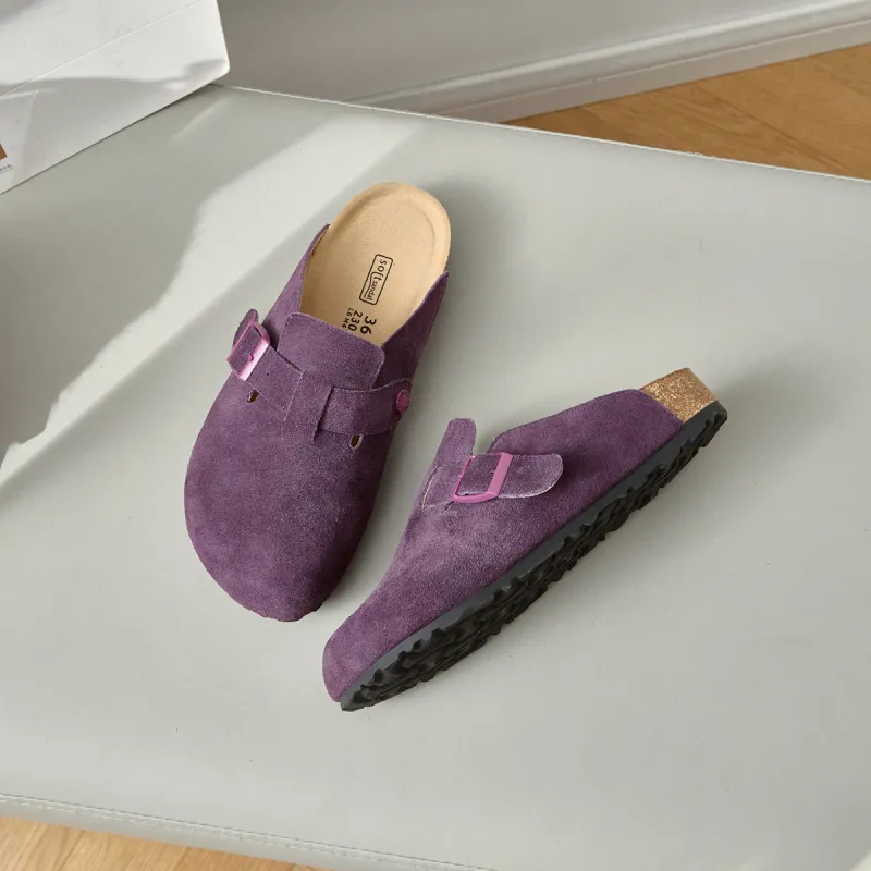 Lan Miao Rubber Sole Slip Resistant Closed Toe Slippers Women's Purple-1