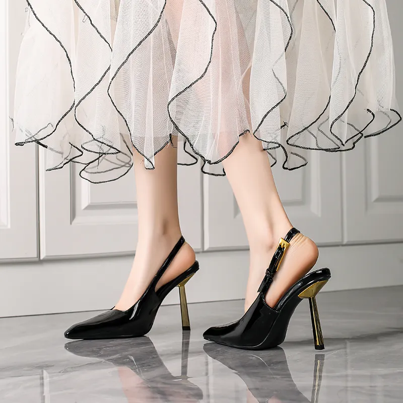 Lan Miao Slim Heel High Heels Women's Black-4