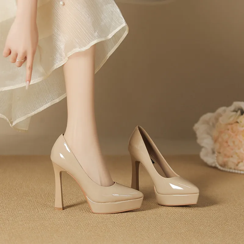 Lan Miao Slim Heel High Heels Women's Nude-2