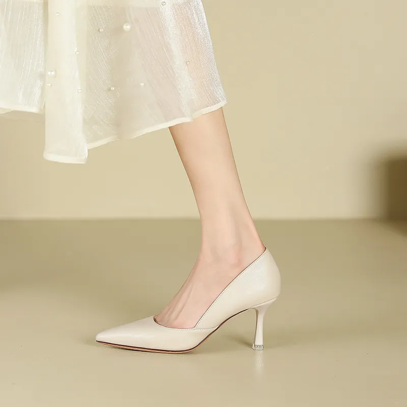 Lan Miao High Heels Women's Ecru/Black/Nude-1