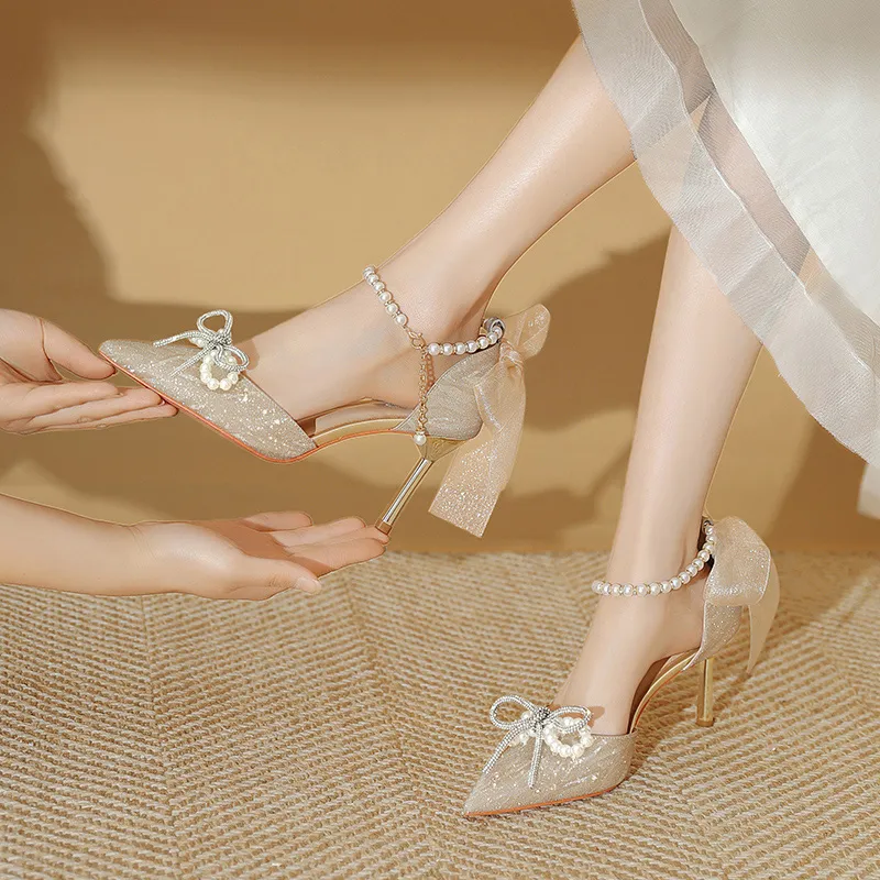 Lan Miao Slim Heel High Heels 6.5CM Women's Gold-4