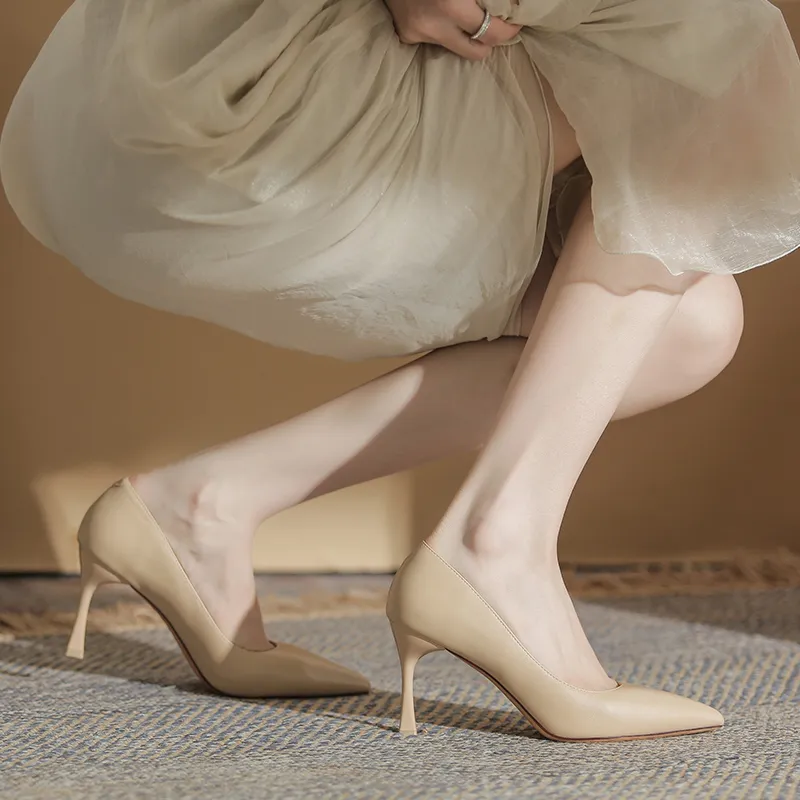 Lan Miao Slim Heel High Heels Women's Nude-1