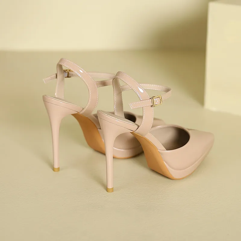 Lan Miao Slim Heel High Heels Women's Nude-5