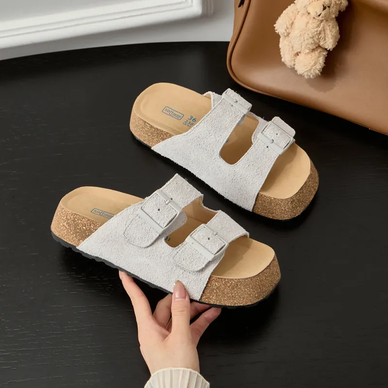 Lan Miao Slip Resistant Slide Slippers Women's Ecru-4
