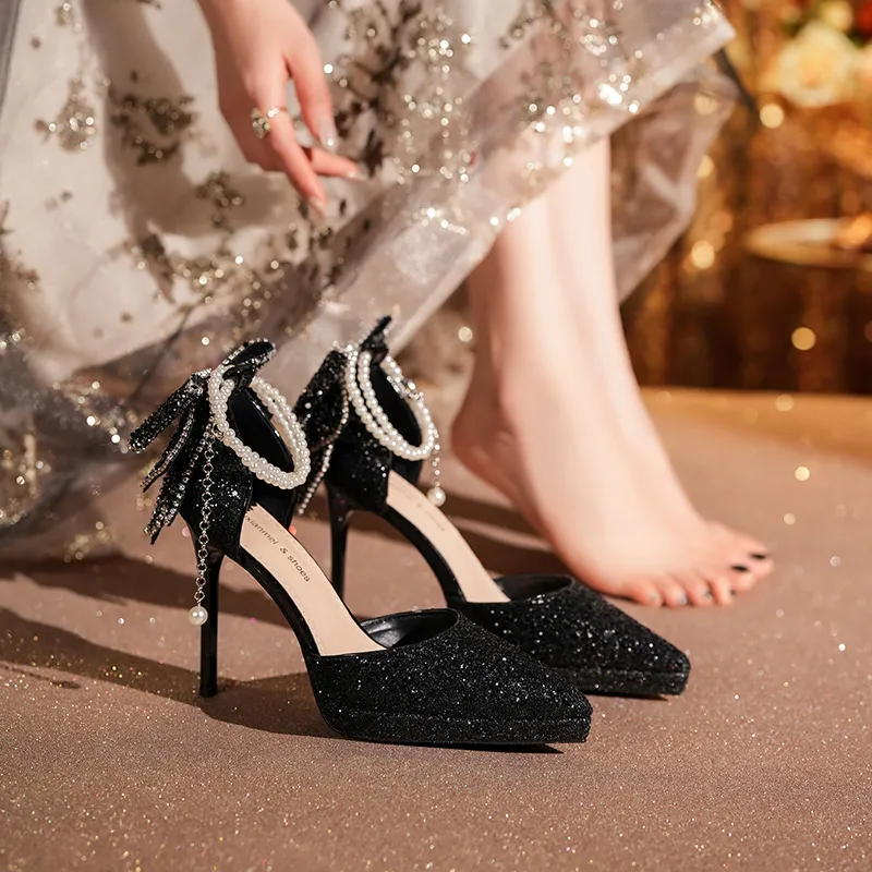 Lan Miao Slim Heel High Heels 10.5CM Women's Black-1