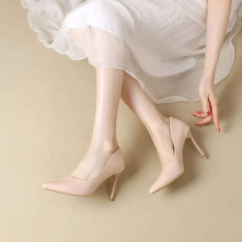 Lan Miao Slim Heel High Heels Women's Nude-4