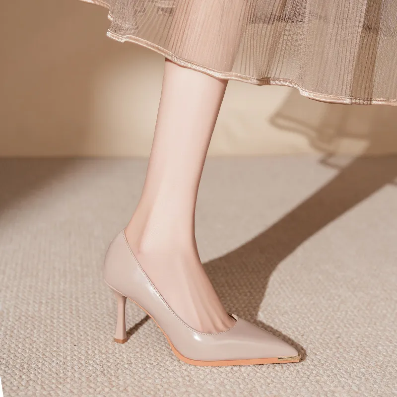 Lan Miao Slim Heel High Heels Women's Nude-1