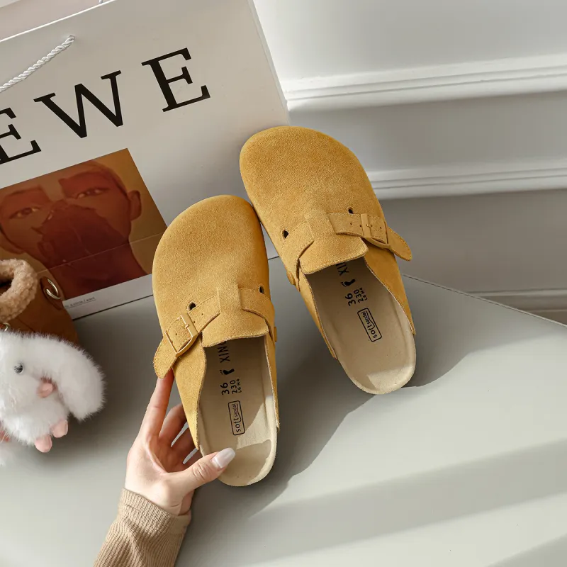 Lan Miao Rubber Sole Slip Resistant Closed Toe Slippers Women's Yellow-5