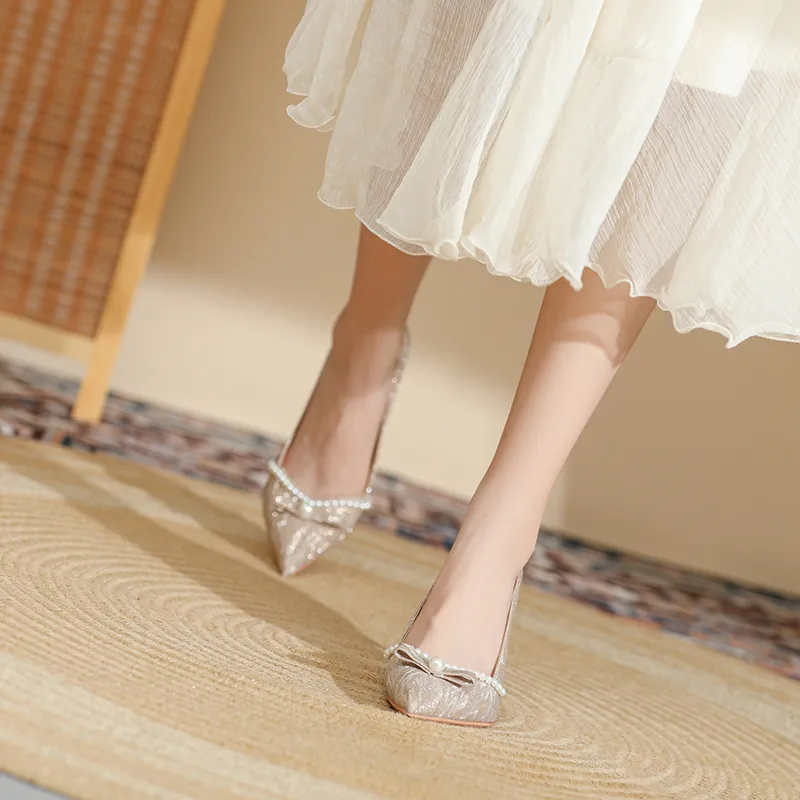 Lan Miao High Heels Women's Champagne/Silver-2