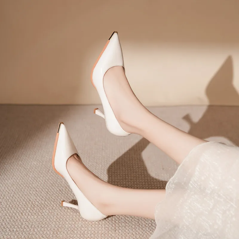 Lan Miao Slim Heel High Heels Women's Ecru-1